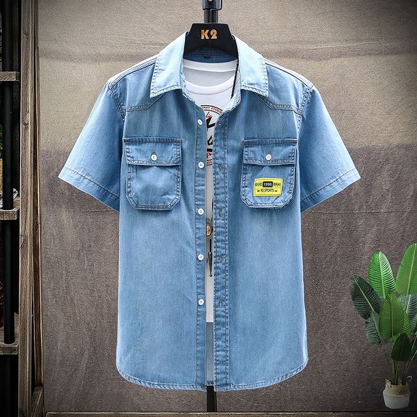 men's casual shirts blue denim short sleeve jean summer men cotton light size 3xl, White;black
men's casual shirts blue denim short sleeve jean summer men cotton light size 3xl, White;black