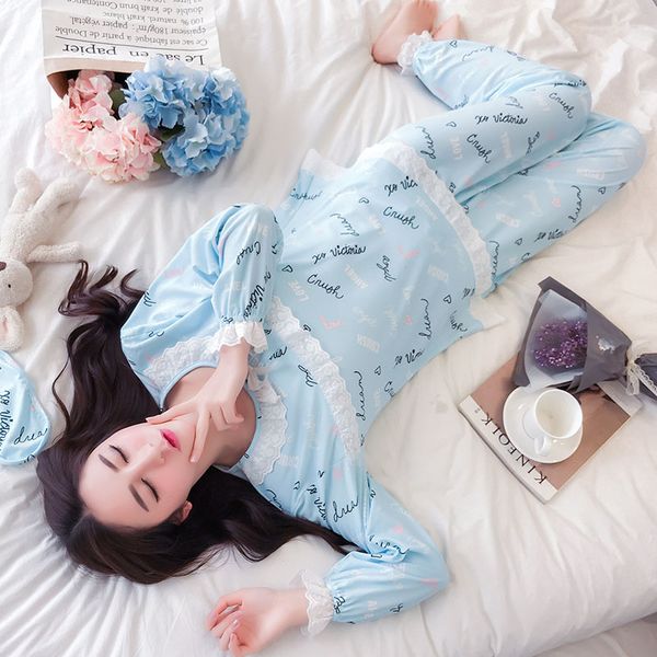 2019 women's autumn and winter long-sleeved suits cute princess style lace loose spring and autumn thin section home service, Black;red
2019 women's autumn and winter long-sleeved suits cute princess style lace loose spring and autumn thin section home service, Black;red