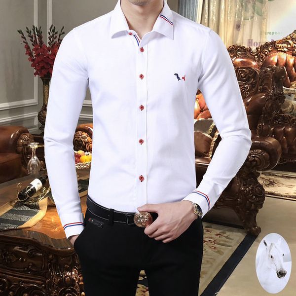 single-breasted clothes br lapel contrast color mens long sleeve shirt coat slim dress shirts mens clothing 6-19, White;black
single-breasted clothes br lapel contrast color mens long sleeve shirt coat slim dress shirts mens clothing 6-19, White;black