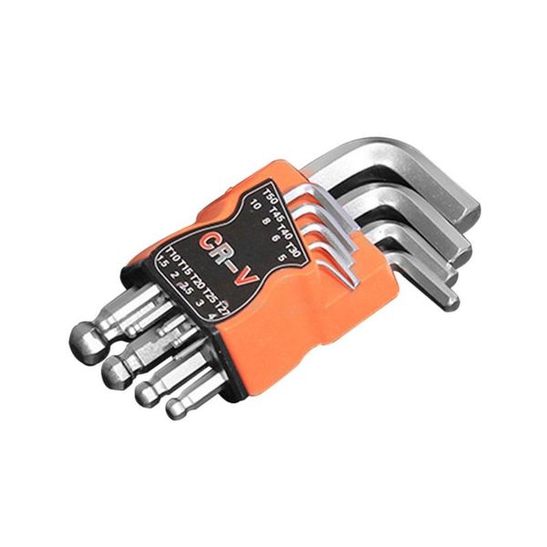 9 pcs ball head hex key wrench sets torx l shape repair tool screwdriver tool set cr-v steel torque spanner
9 pcs ball head hex key wrench sets torx l shape repair tool screwdriver tool set cr-v steel torque spanner