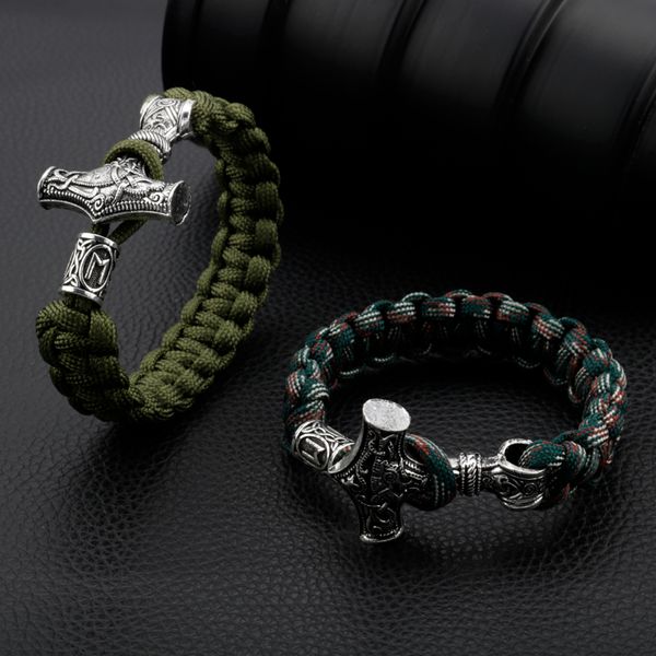 new vintage metal vikings thor hammer woven rope chain bracelets/bangles amulet norse talisman jewelry gift for women/men, Black
new vintage metal vikings thor hammer woven rope chain bracelets/bangles amulet norse talisman jewelry gift for women/men, Black