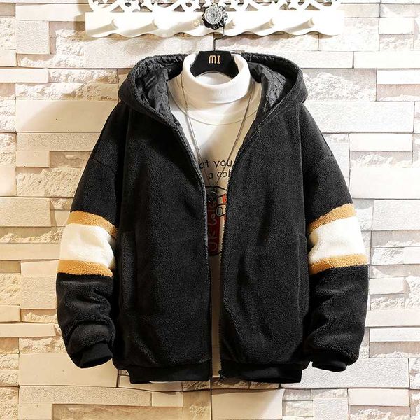 cotton clothing autumn and winter new men's fashion lamb wool coat men's hooded loose large size casual warm cotton jacket, Black
cotton clothing autumn and winter new men's fashion lamb wool coat men's hooded loose large size casual warm cotton jacket, Black