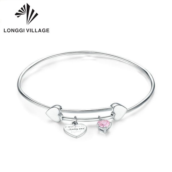 longgi village 925 sterling silver i love you love heart female bangles for women, Black
longgi village 925 sterling silver i love you love heart female bangles for women, Black