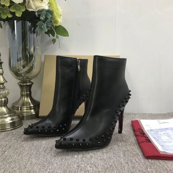 2019 new luxury black red leather with spikes pointed toes women ankle boots fashion designer ladies red bottom high heels shoes pumps
2019 new luxury black red leather with spikes pointed toes women ankle boots fashion designer ladies red bottom high heels shoes pumps