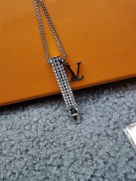 europe america style men lady women lovers long chain necklace with engraved v initials full diamond whistle pendant, Silver
europe america style men lady women lovers long chain necklace with engraved v initials full diamond whistle pendant, Silver