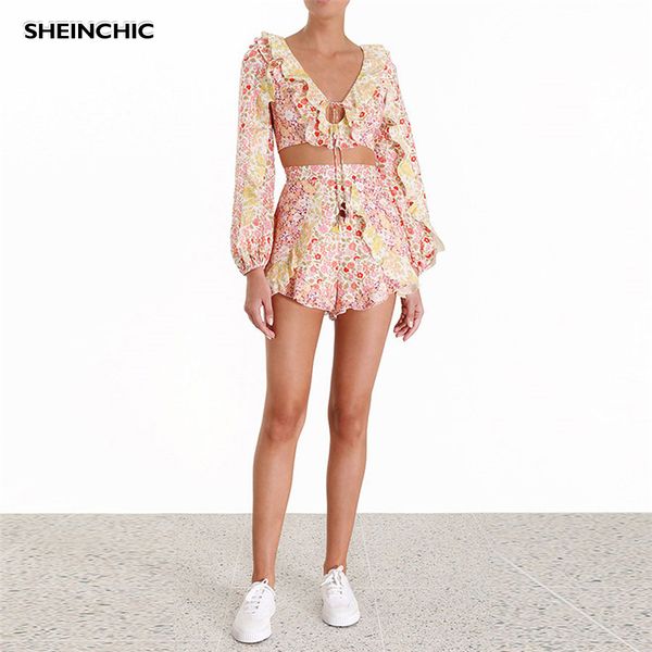 summer 2019 new arrival two piece set boho chic v neck flower floral blouse shorts vacation beach ruffles 2 piece set, White
summer 2019 new arrival two piece set boho chic v neck flower floral blouse shorts vacation beach ruffles 2 piece set, White