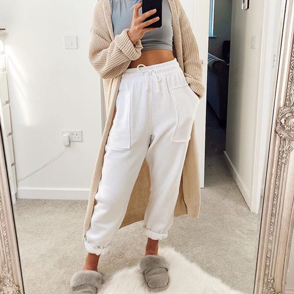 повседневный сыпучие карманы sweatpants женщины брюки кулиской упругие joggers тренировки багги высокой талией брюки bottom, Black;white
повседневный сыпучие карманы sweatpants женщины брюки кулиской упругие joggers тренировки багги высокой талией брюки bottom, Black;white