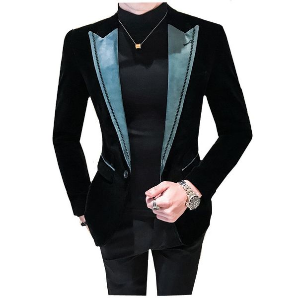 new 2019 mens fashion black slim fit suits jacket banquet nightclub singers casual blazer wedding groom tuxedo coat men, White;black
new 2019 mens fashion black slim fit suits jacket banquet nightclub singers casual blazer wedding groom tuxedo coat men, White;black