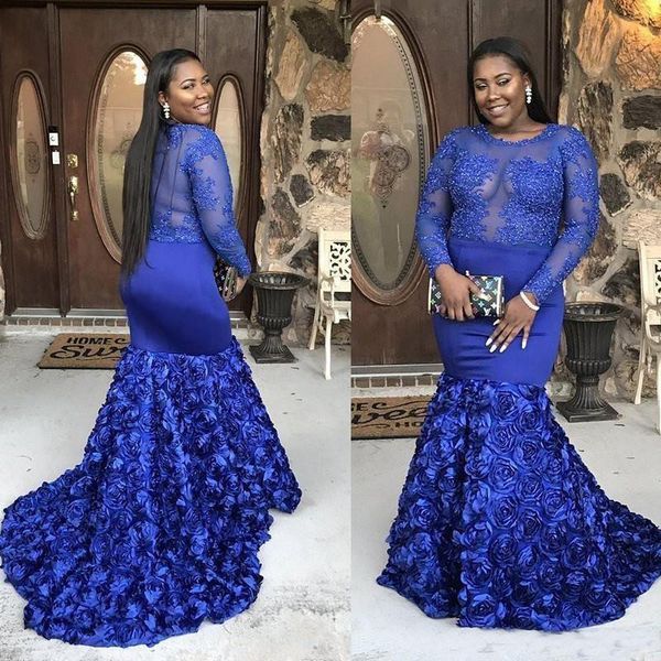 Royal Blue Plus Size Prom Dresses For Black Girl 2019 Long Sleeve Beaded Applique Mermaid African Formal Evening Gowns Custom Made
Royal Blue Plus Size Prom Dresses For Black Girl 2019 Long Sleeve Beaded Applique Mermaid African Formal Evening Gowns Custom Made
