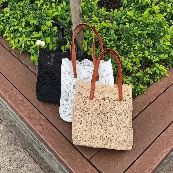 2020 new big capacity lace shoulder bags for women summer casual beach bags female travel handbag totes small inside