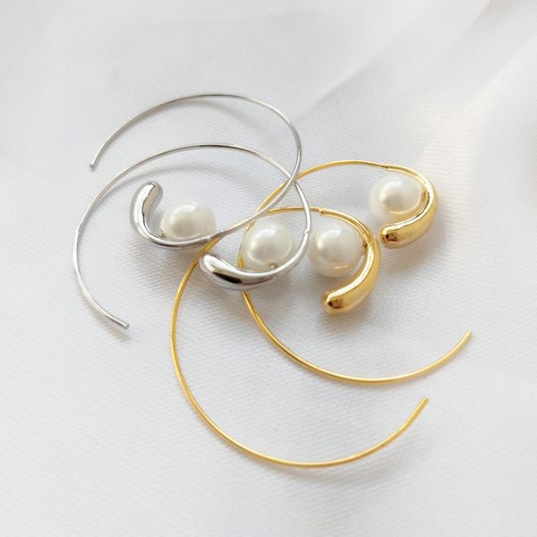srcoi gold color metal curved circle spiral geometric round pearl big hoop earrings minimalist alloy wedding party women gifts, Golden;silver
srcoi gold color metal curved circle spiral geometric round pearl big hoop earrings minimalist alloy wedding party women gifts, Golden;silver