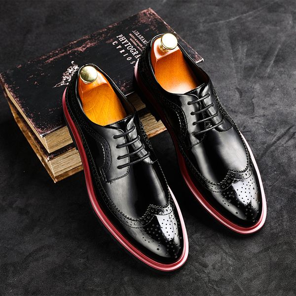 fashion men brogues leather shoes carved toe head wing tip lace up pointed black derby shoes formal business leather
fashion men brogues leather shoes carved toe head wing tip lace up pointed black derby shoes formal business leather