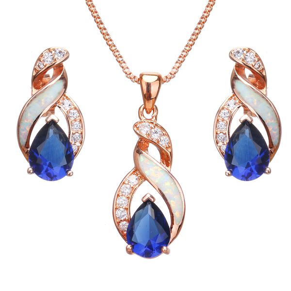 australian white opal blue sapphiree stud earrings charms pendant rose gold necklace jewelry sets for women js7, Silver
australian white opal blue sapphiree stud earrings charms pendant rose gold necklace jewelry sets for women js7, Silver