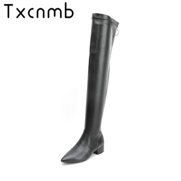 txcnmb over the knee boots women genuine low leather heels black back zipper boots pointed toe autumn winter botas shoes woman
txcnmb over the knee boots women genuine low leather heels black back zipper boots pointed toe autumn winter botas shoes woman