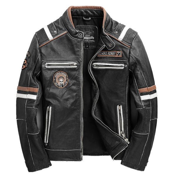 2020 vintage black men американский стиль байкерской кожаной куртки плюс размер 5xl подлинная коровьей осень slim fit мотоцикл пальто
2020 vintage black men американский стиль байкерской кожаной куртки плюс размер 5xl подлинная коровьей осень slim fit мотоцикл пальто