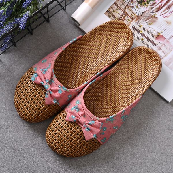 summer weaving flax home slippers women rustic style refreshing women's shoes cute bow weaving breathable sandals flat slides, Black 
summer weaving flax home slippers women rustic style refreshing women's shoes cute bow weaving breathable sandals flat slides, Black