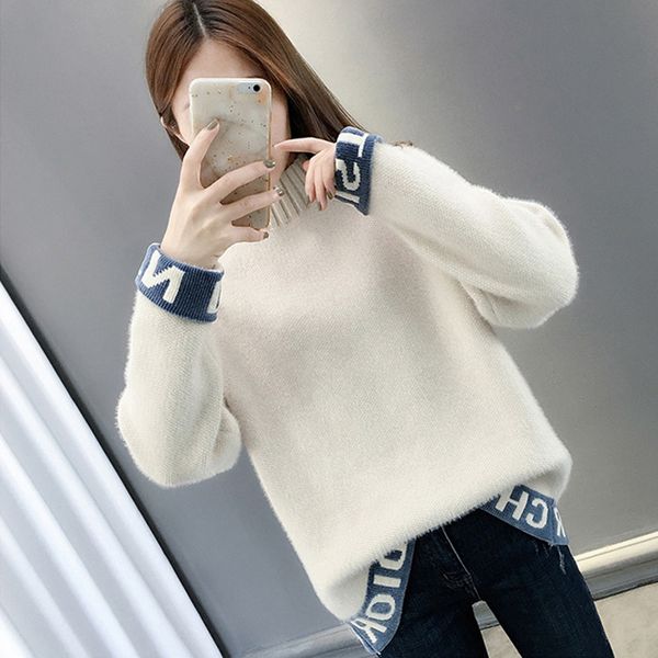 winter autumn high collar sweater solid color woman loose sweaters coat female long-sleeve casual pullovers, White;black
winter autumn high collar sweater solid color woman loose sweaters coat female long-sleeve casual pullovers, White;black