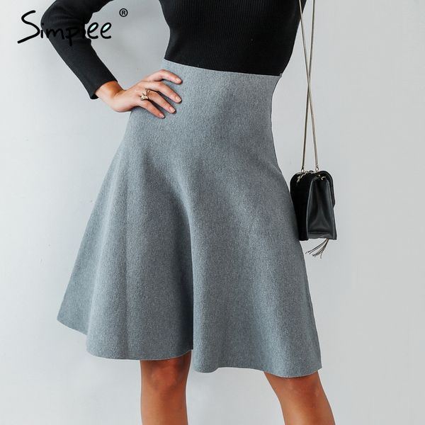 simplee elegant a-line knitted women skirt fashion 2018 autumn winter mid skirt vintage high waist casual umbrella female, Black
simplee elegant a-line knitted women skirt fashion 2018 autumn winter mid skirt vintage high waist casual umbrella female, Black