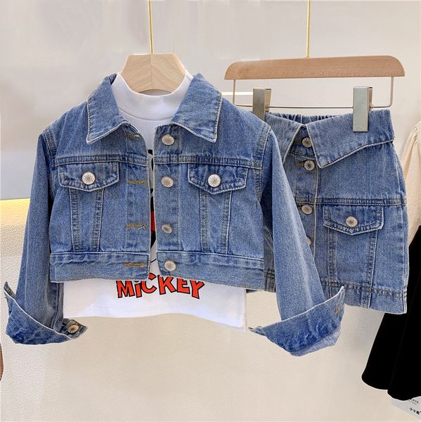 spring autumn girls 2 pcs set baby jacket + skirt dress kids suit children denim clothes button glitter letter patch 3 to 8 yrs t200413, White
spring autumn girls 2 pcs set baby jacket + skirt dress kids suit children denim clothes button glitter letter patch 3 to 8 yrs t200413, White