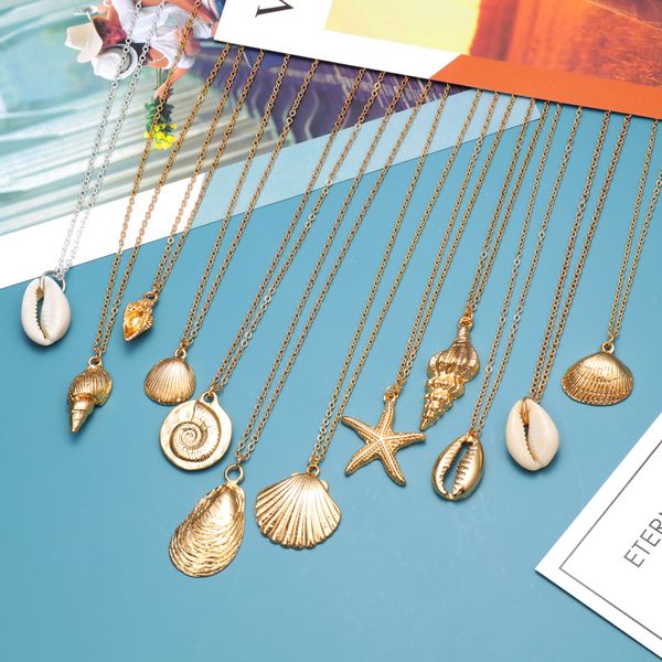 2019 new fashion gold color alloy cowrie shell necklace for women conch chain pendant necklace summer jewelry starfish collar, Silver
2019 new fashion gold color alloy cowrie shell necklace for women conch chain pendant necklace summer jewelry starfish collar, Silver