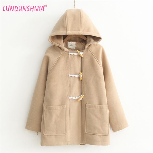 lundunshijia wool coat 2018 new arrival autumn winter women horn buckle hoodies coat fashion female outerwear jacket, Black
lundunshijia wool coat 2018 new arrival autumn winter women horn buckle hoodies coat fashion female outerwear jacket, Black
