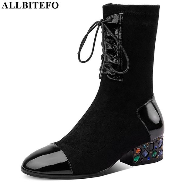 allbitefo natural genuine leather+flock women boots round toe autumn winter ankle boots water drill decoration fashion, Black
allbitefo natural genuine leather+flock women boots round toe autumn winter ankle boots water drill decoration fashion, Black