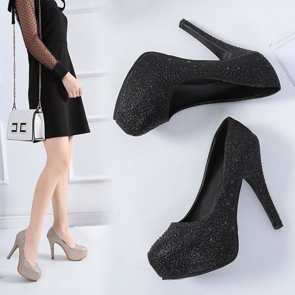 w- classic fashion new increase height crystal wedding shoes exquisite solid color stiletto with diamonds bridesmaid dress shoes, Black
w- classic fashion new increase height crystal wedding shoes exquisite solid color stiletto with diamonds bridesmaid dress shoes, Black