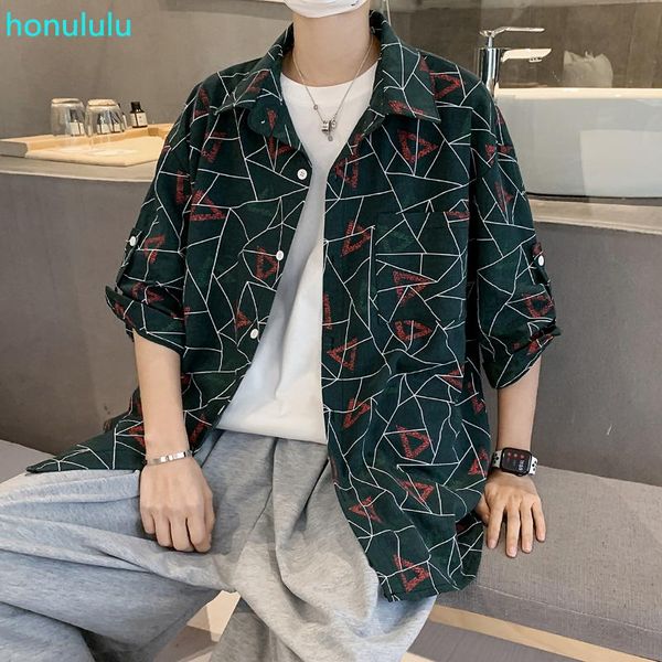 plaid printed short sleeve shirt men's summer japanese korean fashion loose men's 7 sleeve shirt, White;black
plaid printed short sleeve shirt men's summer japanese korean fashion loose men's 7 sleeve shirt, White;black