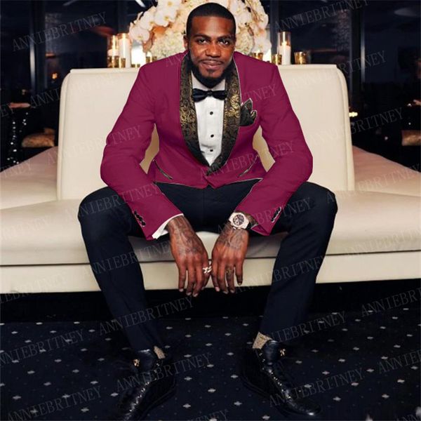 2020 burgundy men suit with gold lapel custom slim fit wedding suits for men fashion groom tuxedo jacket with pants 2 pieces set, White;black
2020 burgundy men suit with gold lapel custom slim fit wedding suits for men fashion groom tuxedo jacket with pants 2 pieces set, White;black