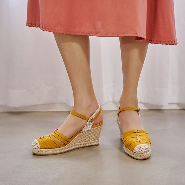 summer women sandals wedge high heels open toe lace-up shoes elegant sweet shoes woman, Black