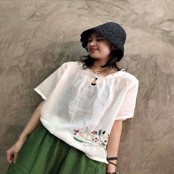 2020 pullover fresh and sweet pullover round collar loose linen short sleeve slim female, White
2020 pullover fresh and sweet pullover round collar loose linen short sleeve slim female, White
