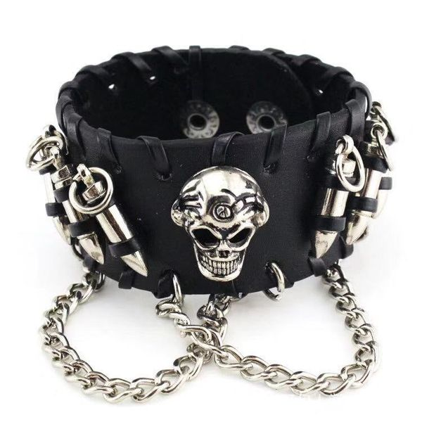 europe and the united states to restore ancient ways punk jewelry leather bracelet with bullets skull chain bracelet, Black
europe and the united states to restore ancient ways punk jewelry leather bracelet with bullets skull chain bracelet, Black