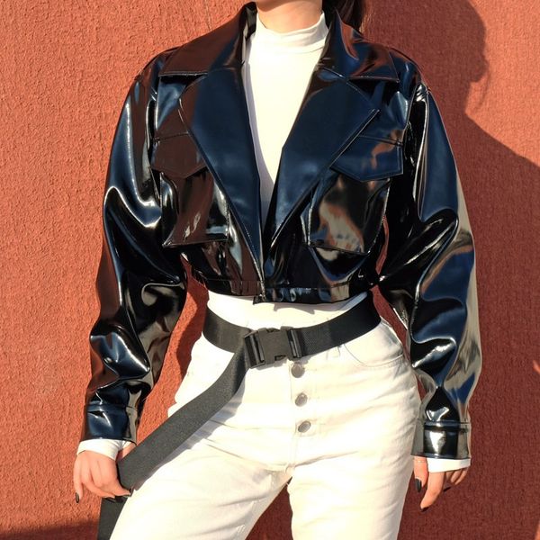 2019 women turn down collar pu jackets black long sleeve short coats high street outwears street bike jacket, Black;brown
2019 women turn down collar pu jackets black long sleeve short coats high street outwears street bike jacket, Black;brown
