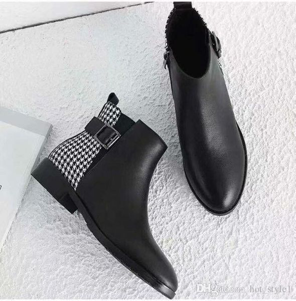 autumn winter new style woman round toe leather ankle boots female low heel leather buckle short boots woman brand design stripe boots, Black
autumn winter new style woman round toe leather ankle boots female low heel leather buckle short boots woman brand design stripe boots, Black
