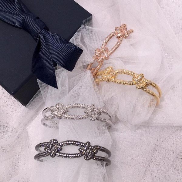 new high fashion rose gold silver color geometry knot bracelet luxury design women crystal bangle party wedding fine jewelry, Black
new high fashion rose gold silver color geometry knot bracelet luxury design women crystal bangle party wedding fine jewelry, Black