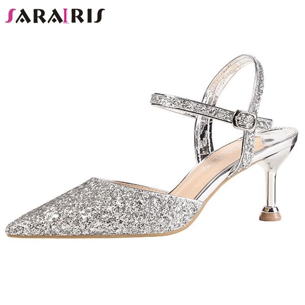 sarairis female summer shoes woman pointed toe buckle strap thin heel bling prom sandals women dress party sandals, Black
sarairis female summer shoes woman pointed toe buckle strap thin heel bling prom sandals women dress party sandals, Black