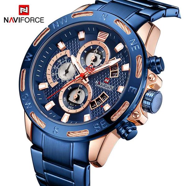 naviforce watches mens chronograph 3atm waterproof clock male quartz wristwatch for men relojes hombre, Slivery;brown
naviforce watches mens chronograph 3atm waterproof clock male quartz wristwatch for men relojes hombre, Slivery;brown