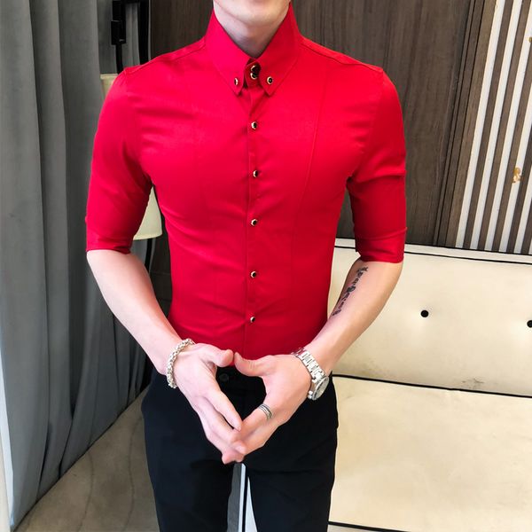 casual stand collar dress shirt solid color half sleeve spring mens shirt business formal streetwear social blouse men clothes, White;black
casual stand collar dress shirt solid color half sleeve spring mens shirt business formal streetwear social blouse men clothes, White;black