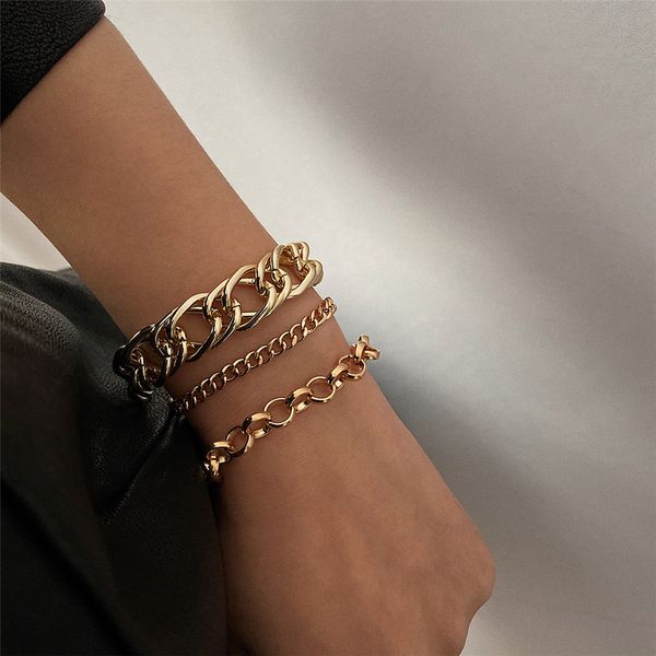 gold chain women bracelets square double row chain o-rings grinding chain fashion jewelry 3pcs set fj103, Black
gold chain women bracelets square double row chain o-rings grinding chain fashion jewelry 3pcs set fj103, Black