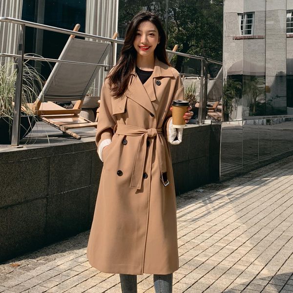 long trench coat women elegant office lady coat double-breasted windbreaker outerwear solid spring and autumn trench q2508, Tan;black
long trench coat women elegant office lady coat double-breasted windbreaker outerwear solid spring and autumn trench q2508, Tan;black