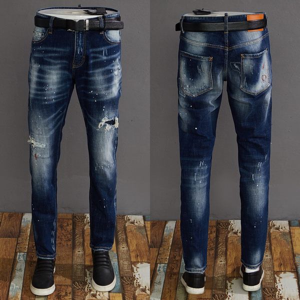 design bleach paint fade vintage blue jeans for men damage distressed slim fit denim trousers man
design bleach paint fade vintage blue jeans for men damage distressed slim fit denim trousers man