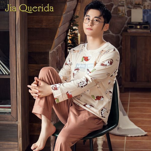 new fahion pajama set for men lovely cat printing pijamas beige long sleeves pants autumn spring leisure cotton sleep loungewear, Black;brown
new fahion pajama set for men lovely cat printing pijamas beige long sleeves pants autumn spring leisure cotton sleep loungewear, Black;brown