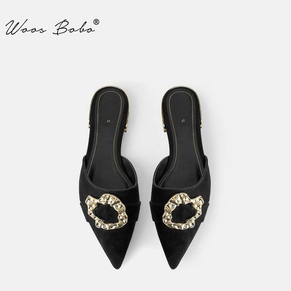 metal decoration mules slippers women pointed toe flat heel sandals women retro fashion dress shoes, Black
metal decoration mules slippers women pointed toe flat heel sandals women retro fashion dress shoes, Black
