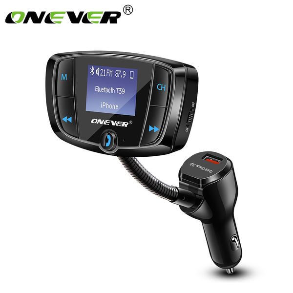 

onever bluetooth fm transmitter with fast charge 3.0 car charger fm modulator hands-car kit mp3 player power off switch