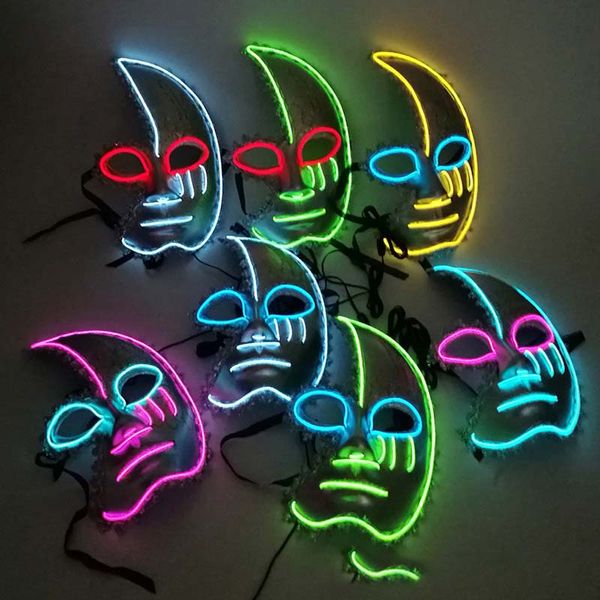 

new half face glowing halloween mask funny led light el wire dance masks fashion cosplay costume party supplies creative decor dhl shipping