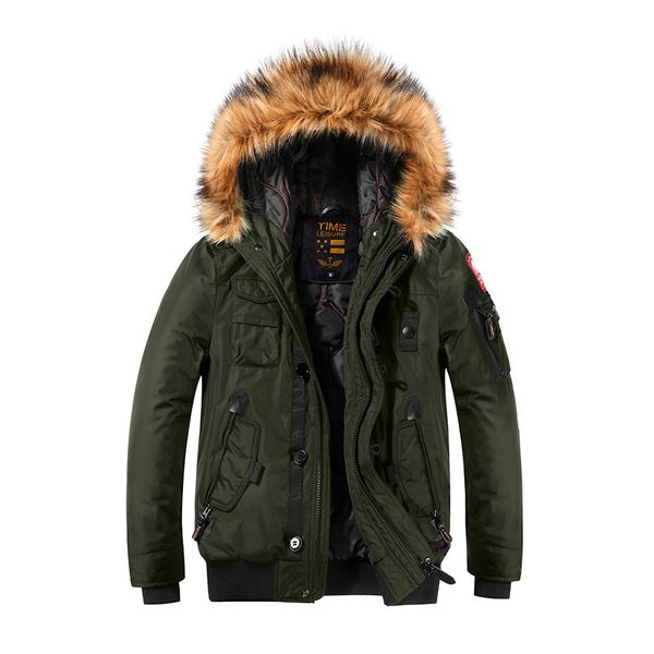 men padded cotton suit men winter jacket large fur collar thickened bomber jacket, Black
men padded cotton suit men winter jacket large fur collar thickened bomber jacket, Black