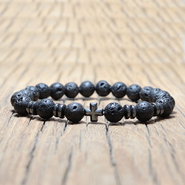 fashion natural stone beads lava bracelet charm black hematite made cross braslet for men cruz jewelry pulseira masculina
fashion natural stone beads lava bracelet charm black hematite made cross braslet for men cruz jewelry pulseira masculina
