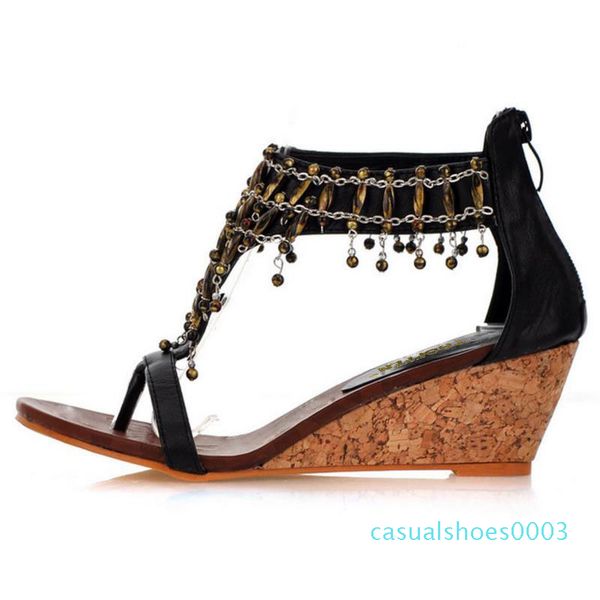 taoffen size 30-43 real high-heeled shoes small yards bohemia national trend beaded zipper footwear women wedges sandals c03, Black
taoffen size 30-43 real high-heeled shoes small yards bohemia national trend beaded zipper footwear women wedges sandals c03, Black