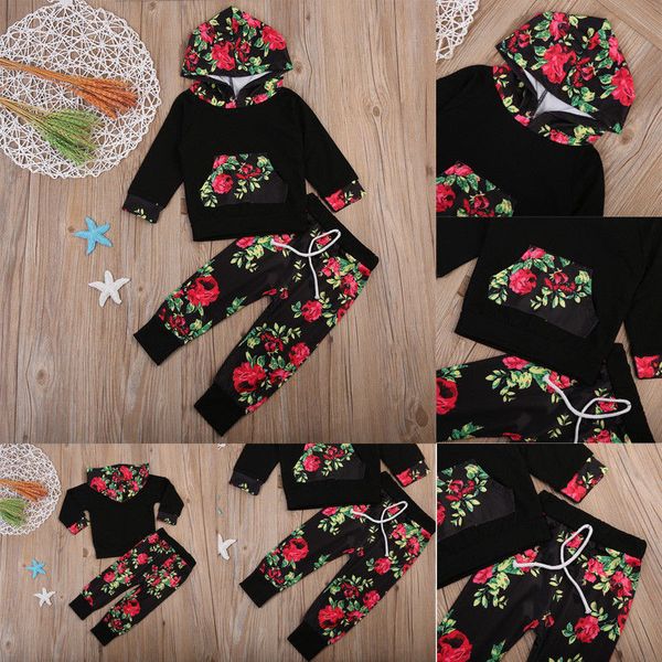 pudcoco gil clothes 2019 new baby girls outfits flower clothes shirt long sleeve +pants set, White