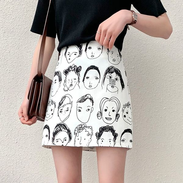 women casual high waist a line skirts female korean white black fashion portrait print mini skirt jupe femme s-xl
women casual high waist a line skirts female korean white black fashion portrait print mini skirt jupe femme s-xl